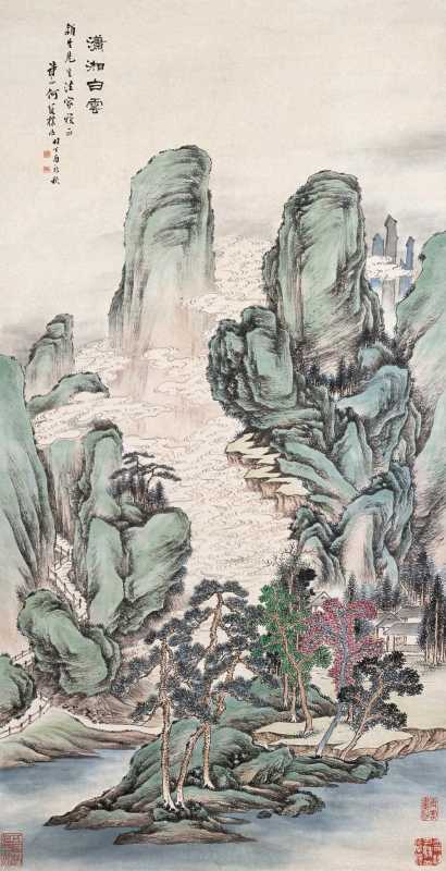 何维朴 丁酉(1897)年作 潇湘白云 立轴